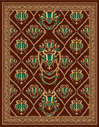 Rich Brown Emerald Crested Medallion Rug