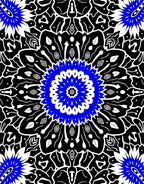 Bold Blue Black Mandalas Radial Rug