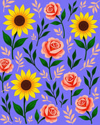 Yellow Sunflower Pink Rose Garden Rug