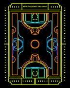 Neon Geometric Stadium Court Rug