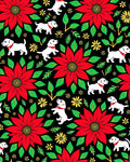 Christmas Poinsettia Puppy Pattern Rug