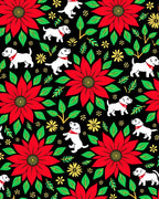 Christmas Poinsettia Puppy Pattern Rug