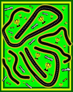 Race Track Cars and Trophies Bright Rug