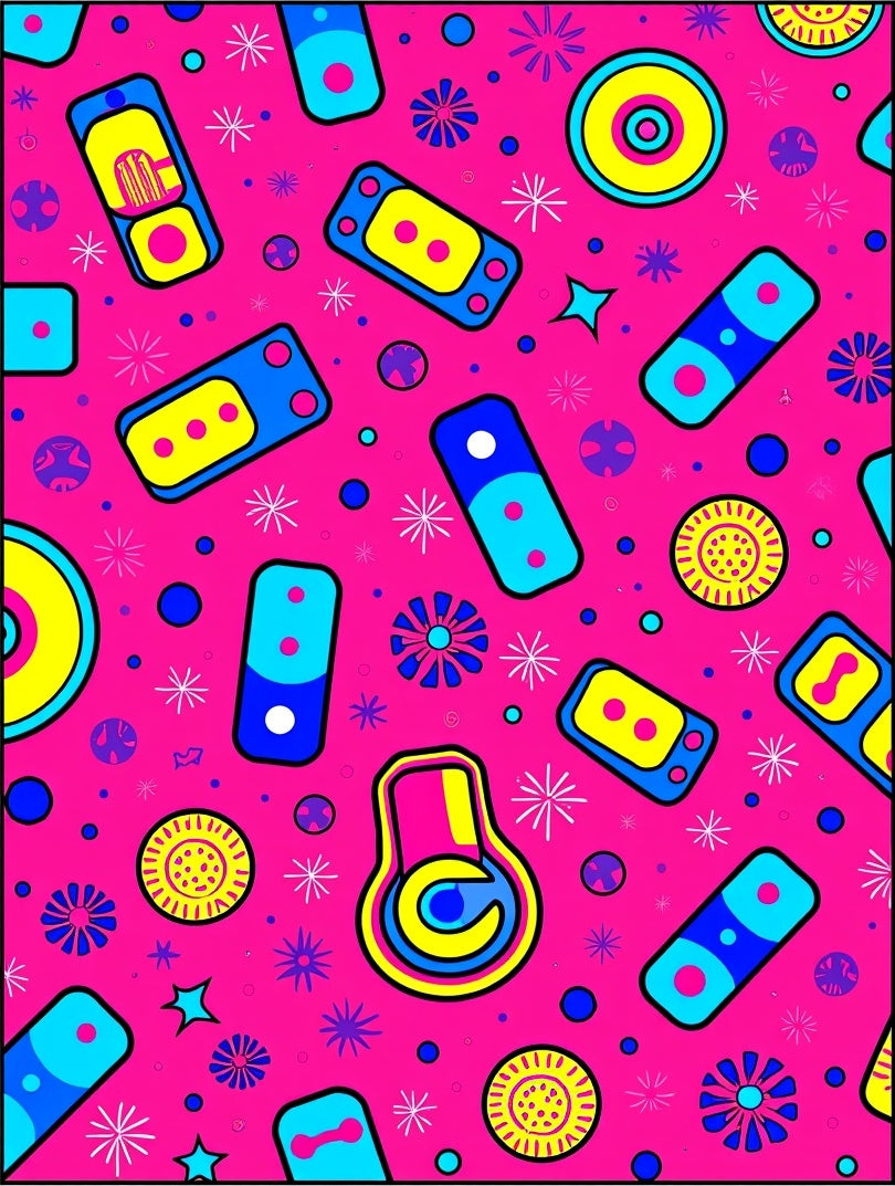 Retro Pink Electric Plasma Burst Rug