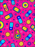 Retro Pink Electric Plasma Burst Rug