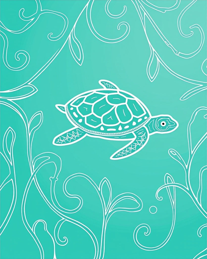 Oceanic Sea Turtle Swirls Garden Rug