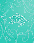 Oceanic Sea Turtle Swirls Garden Rug