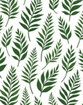 Green Fern Fronds White Background Rug