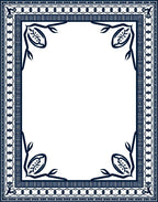 Navy Blue Classic Floral Border Rug