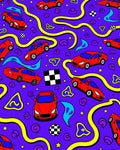 Red Sports Cars Yellow Winding Track Rug