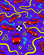Red Sports Cars Yellow Winding Track Rug