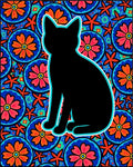 Black Cat Vivid Floral Mandala Rug