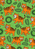 Orange Tiger Green Tropical Leaf Whimsical Rug