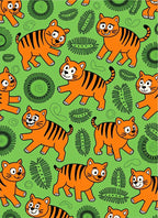 Orange Tiger Green Tropical Leaf Whimsical Rug