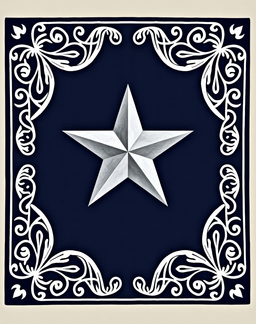 Classic Navy White Star Medallion Rug
