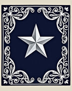 Classic Navy White Star Medallion Rug