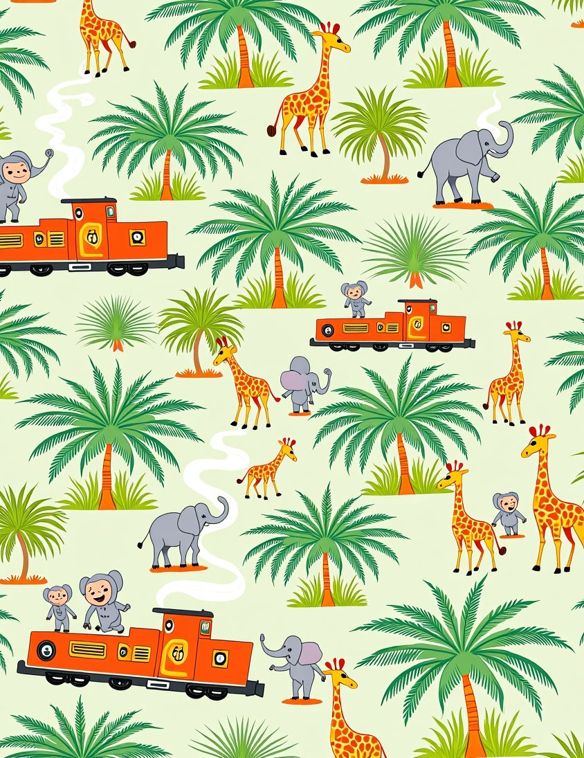 Jungle Safari Train Adventure Rug
