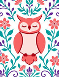 Coral Owl Floral Garden Rug