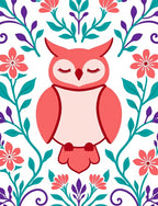 Coral Owl Floral Garden Rug