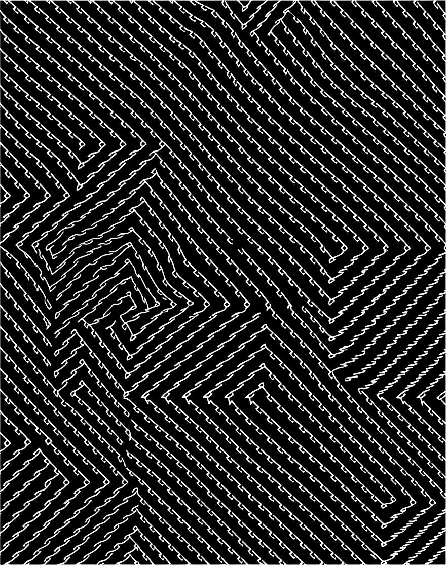 Monochromatic Abstract Interlocking Lines Rug
