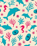 Turquoise Dolphins Pink Seahorses Undersea Bloom Rug