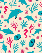 Turquoise Dolphins Pink Seahorses Undersea Bloom Rug