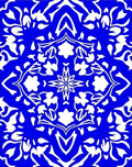 Vibrant Royal Blue Floral Symmetry Rug