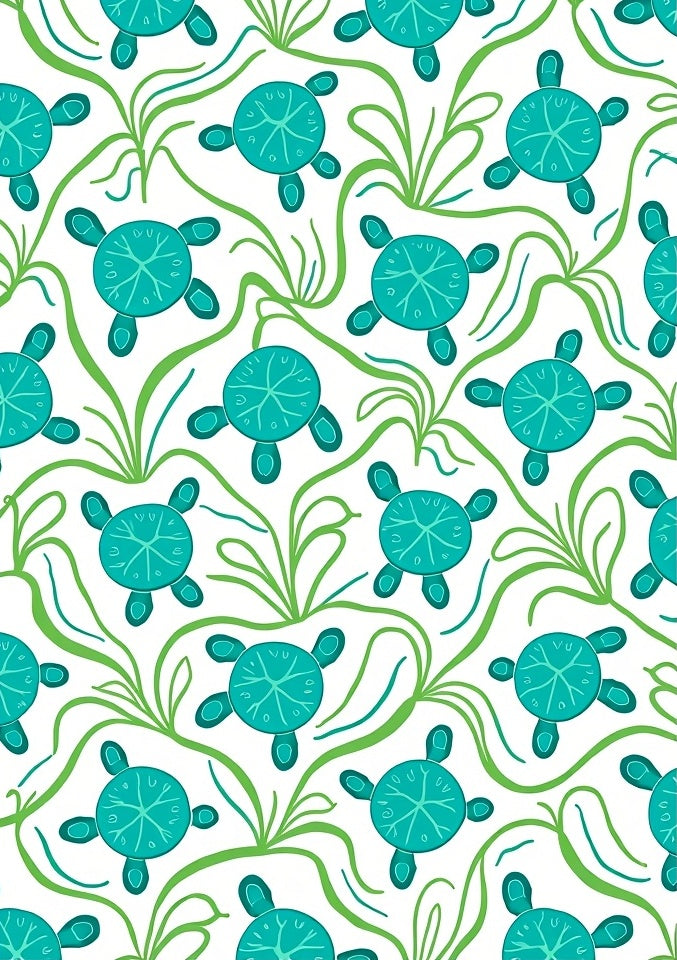 Aqua Turtle Green Coral Swirls Rug