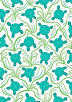 Aqua Turtle Green Coral Swirls Rug