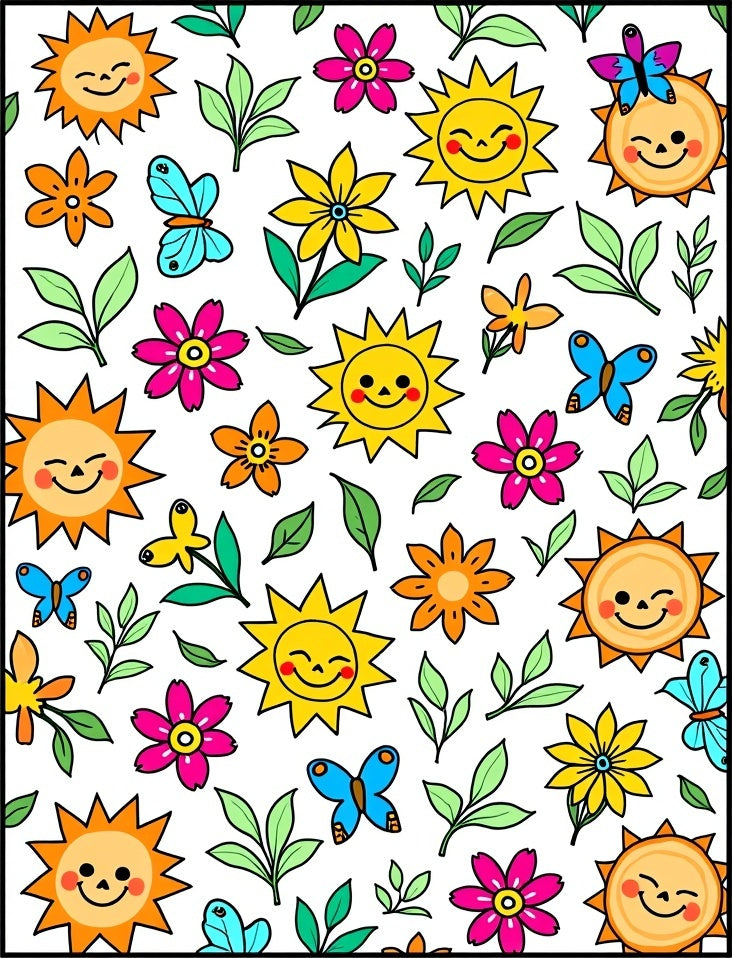 Happy Sunshine Butterfly Floral Garden Rug