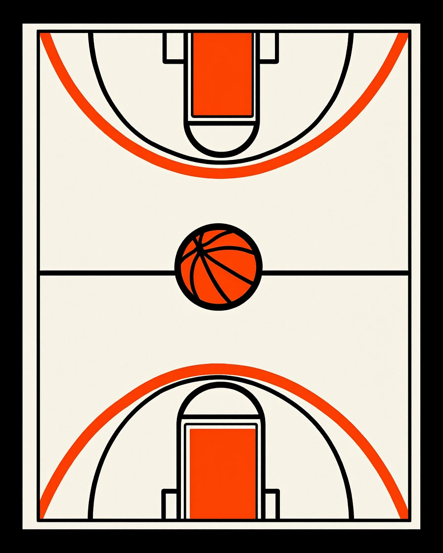 Orange Basketball Court Graphic Rug
