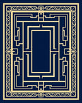 Deep Blue Geometric Art Deco Maze Rug