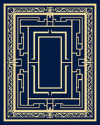 Deep Blue Geometric Art Deco Maze Rug