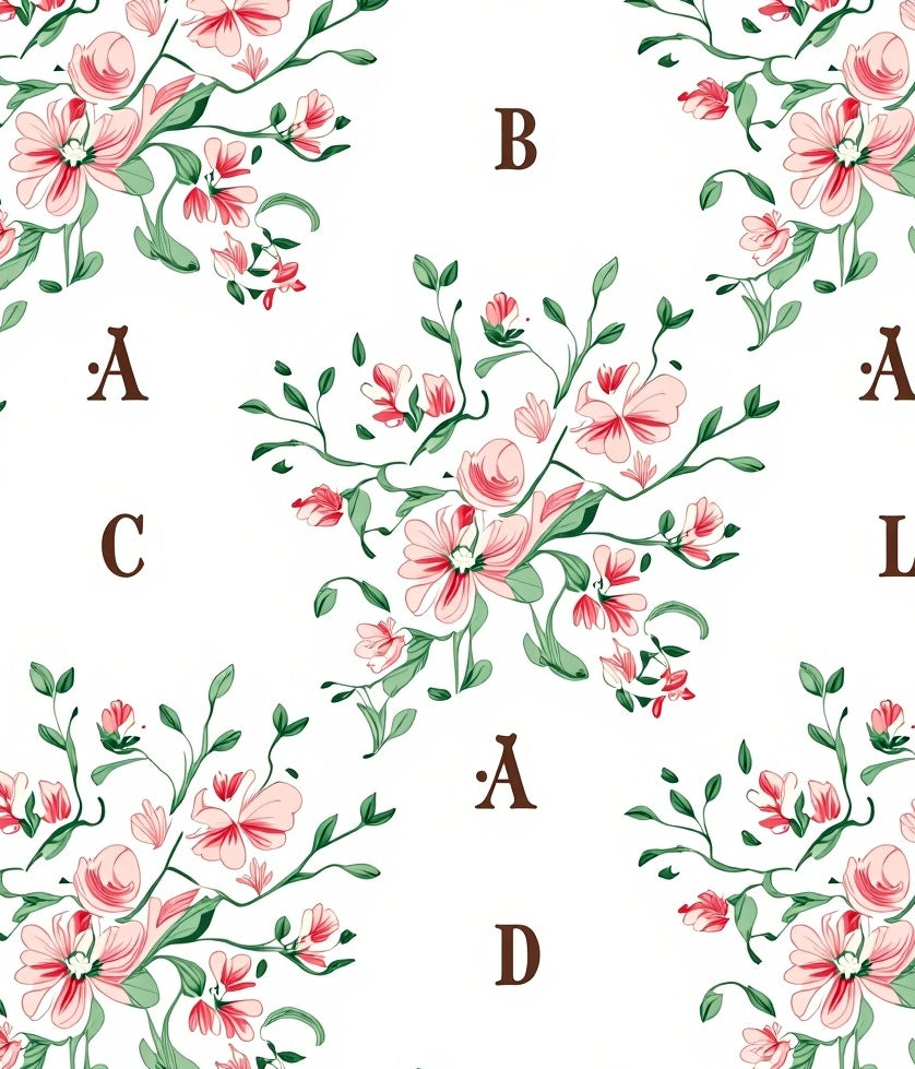 Pink Petal Blossom Vine Repeating Rug