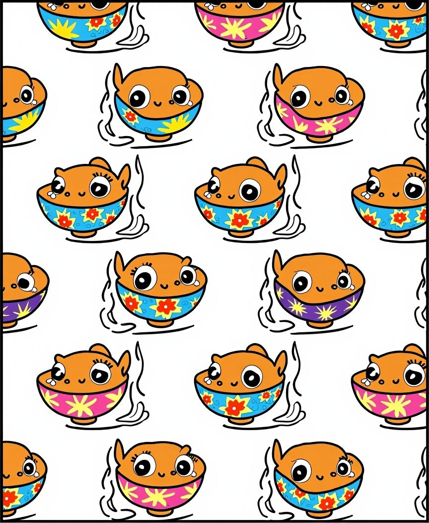 Cute Orange Fish Bowl Print Rug