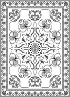 Black White Ornamental Floral Mandala Rug