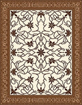 Earthy Brown Floral Scrollwork Medallion Rug