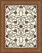 Earthy Brown Floral Scrollwork Medallion Rug