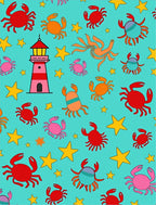 Coastal Crab Lighthouse Star Medley Rug