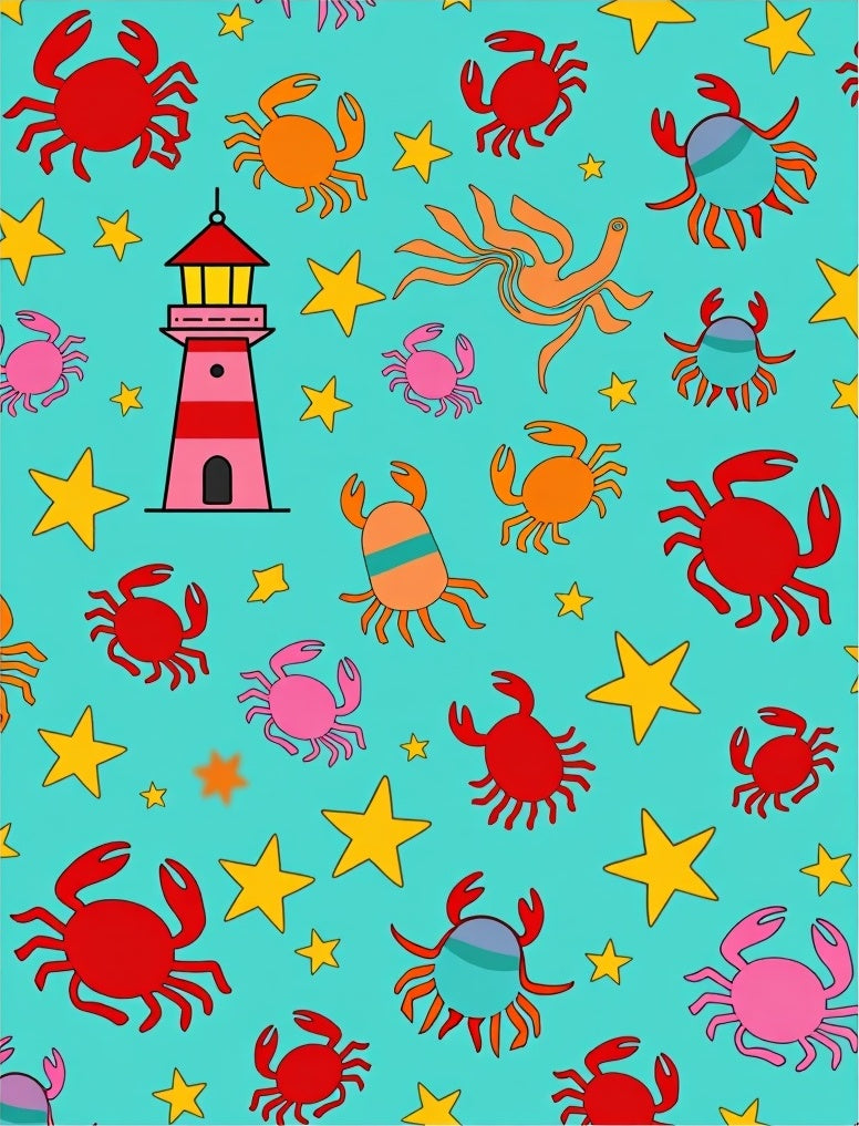 Coastal Crab Lighthouse Star Medley Rug