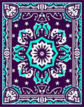 Bold Teal and White Mandala Medallion Rug