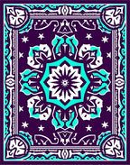 Bold Teal and White Mandala Medallion Rug