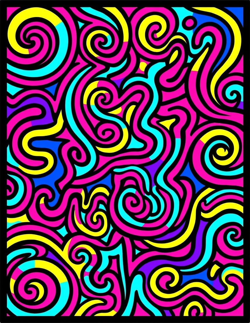 Vivid Psychedelic Swirl Abstract Rug