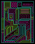 Cyberpunk Neon Abstract Circuit Board Rug