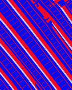 Bold Red Blue Diagonal Stripe Rug