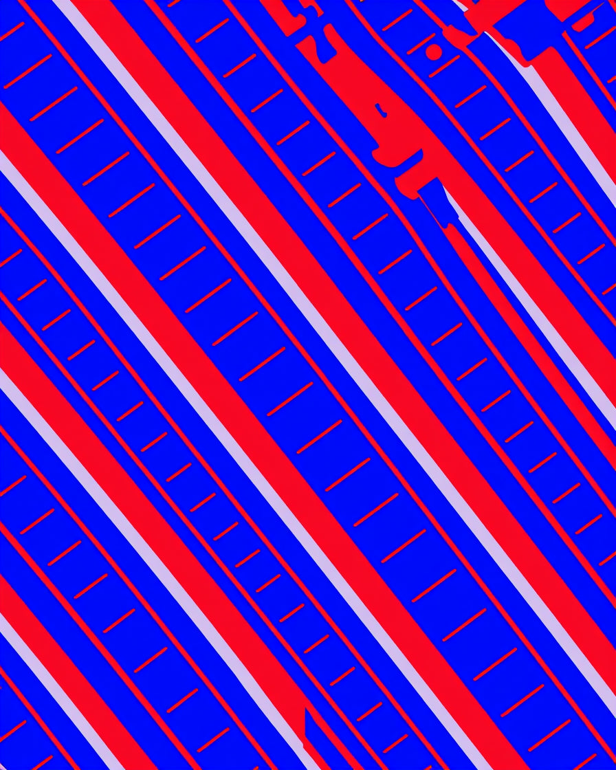 Bold Red Blue Diagonal Stripe Rug