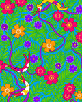 Vibrant Floral Foliage Swirl Rug