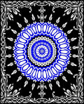 Bold Cobalt Blue Mandala White Border Rug