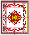 Crimson Yellow Floral Medallion Frame Rug
