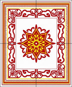 Crimson Yellow Floral Medallion Frame Rug